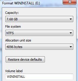 Format drive ntfs